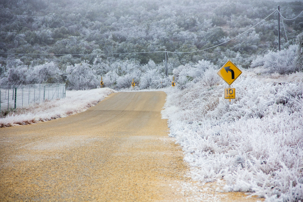 A thick sheet of ice covers everything after a winter storm hits West Texas (Jonathan Cutrer/Flickr)